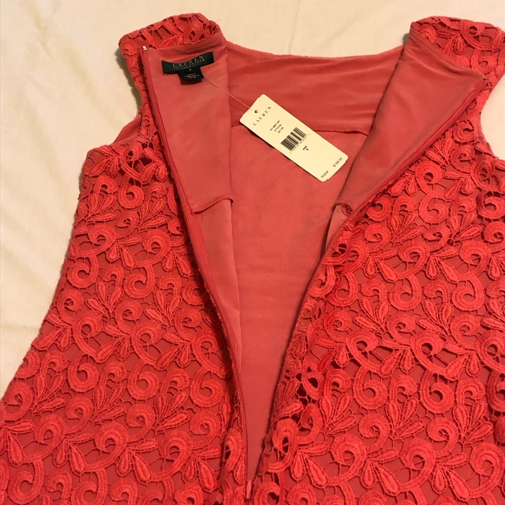 Ralph Lauren Coral Lace Midi Dress; NWT; Size 8 - Picture 9 of 16